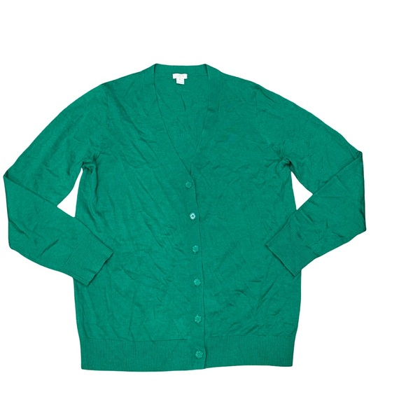 🍀 J.Crew Green 100% Merino Wool Cardigan Sweater Women’s Size XL - Picture 2 of 16